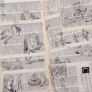 Alice in Wonderland Dictionary Prints 3, Black and White Alice Prints